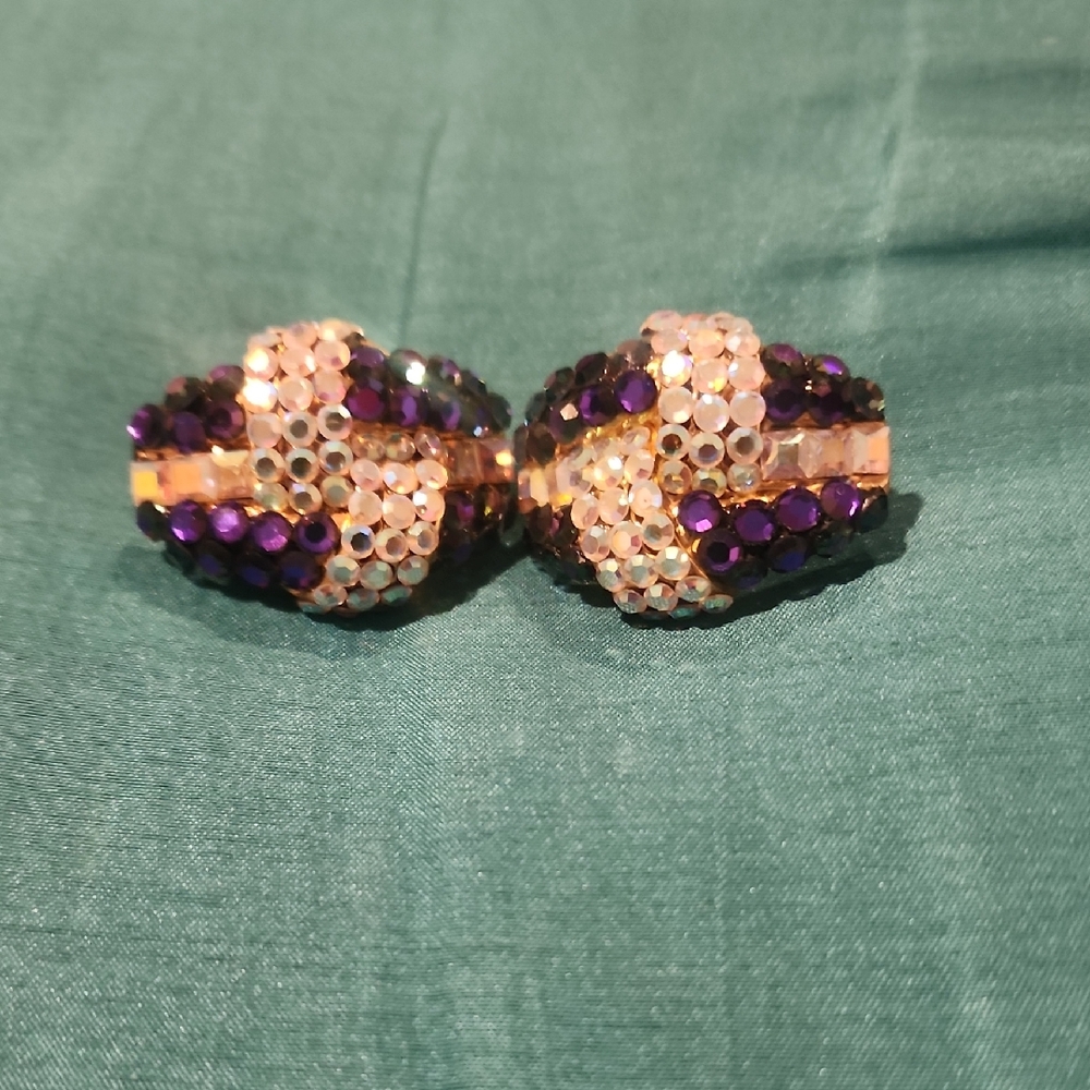 Elegant Purple and Gold Crystal Earrings